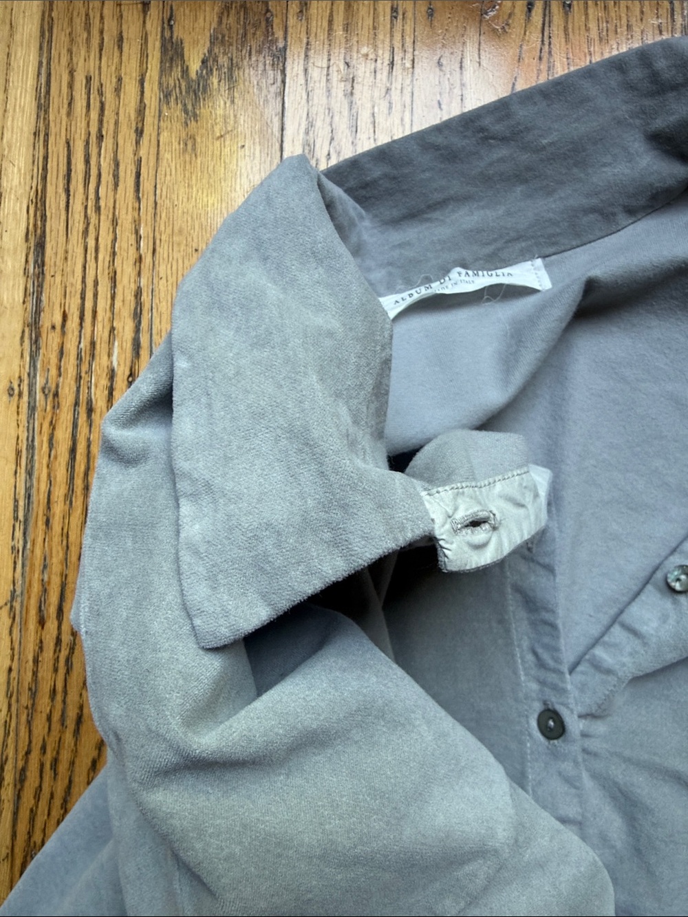 Light Gray Button-Front Women’s Blouse - Picture 6 of 9